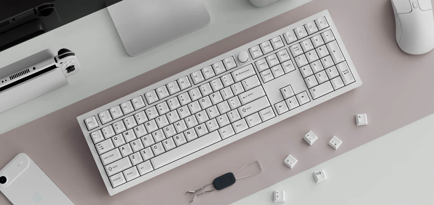 Cherry Profile Double - Shot PBT Full Set Keycaps - Black on White - Bow - Image 5