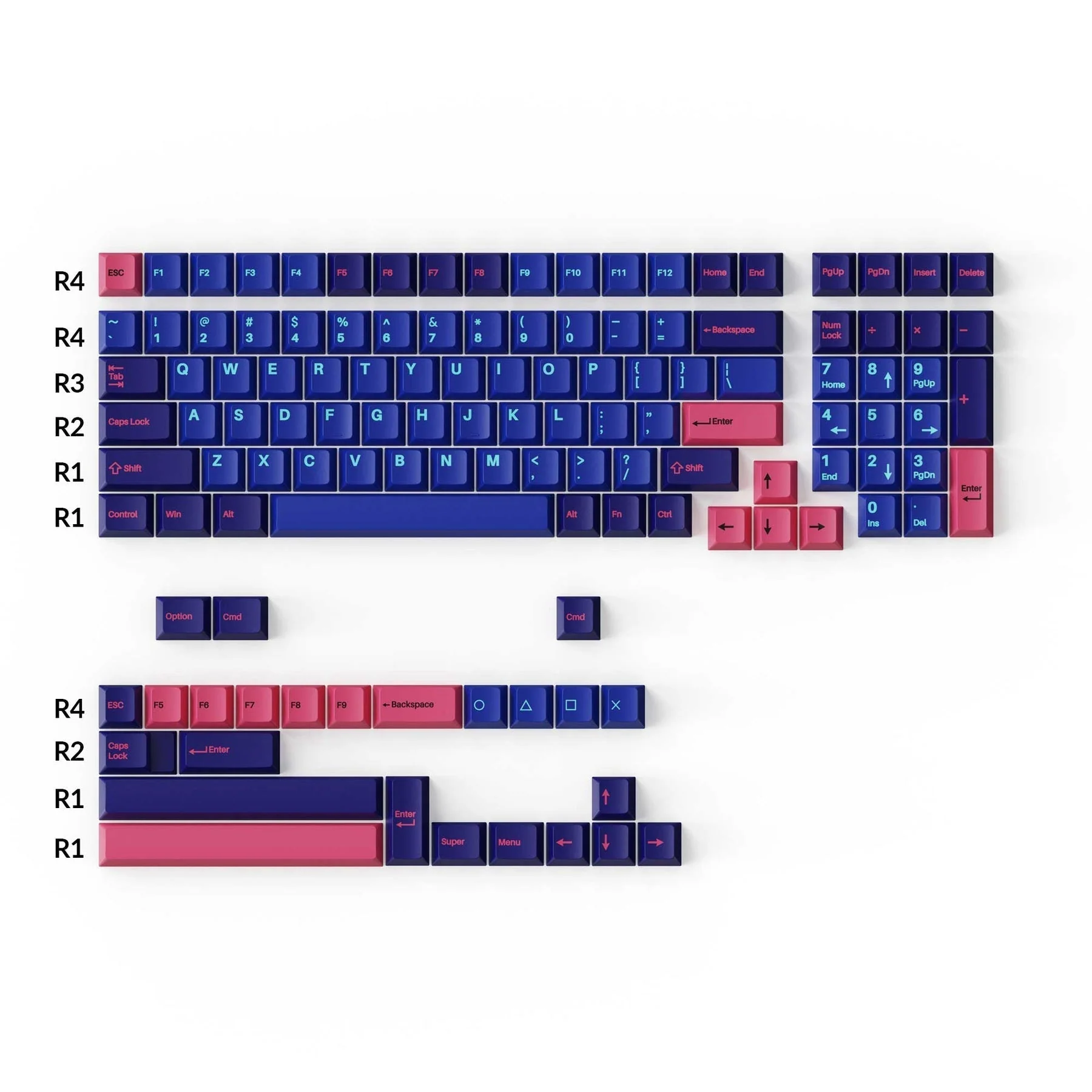 Cherry Profile Double - Shot PBT Full Set Keycaps - Player - Image 2
