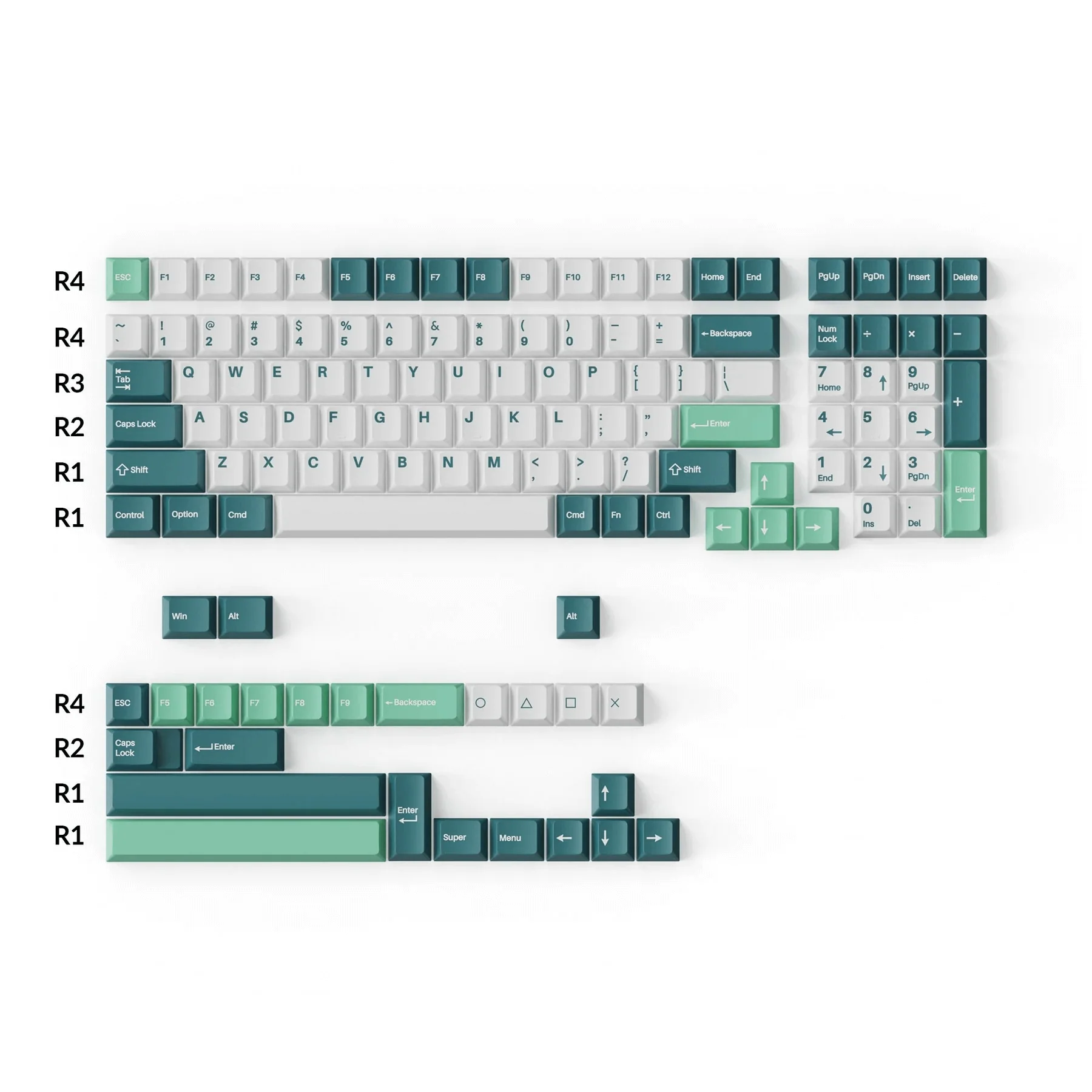 Cherry Profile Double - Shot PBT Full Set Keycaps - White Mint - Image 2