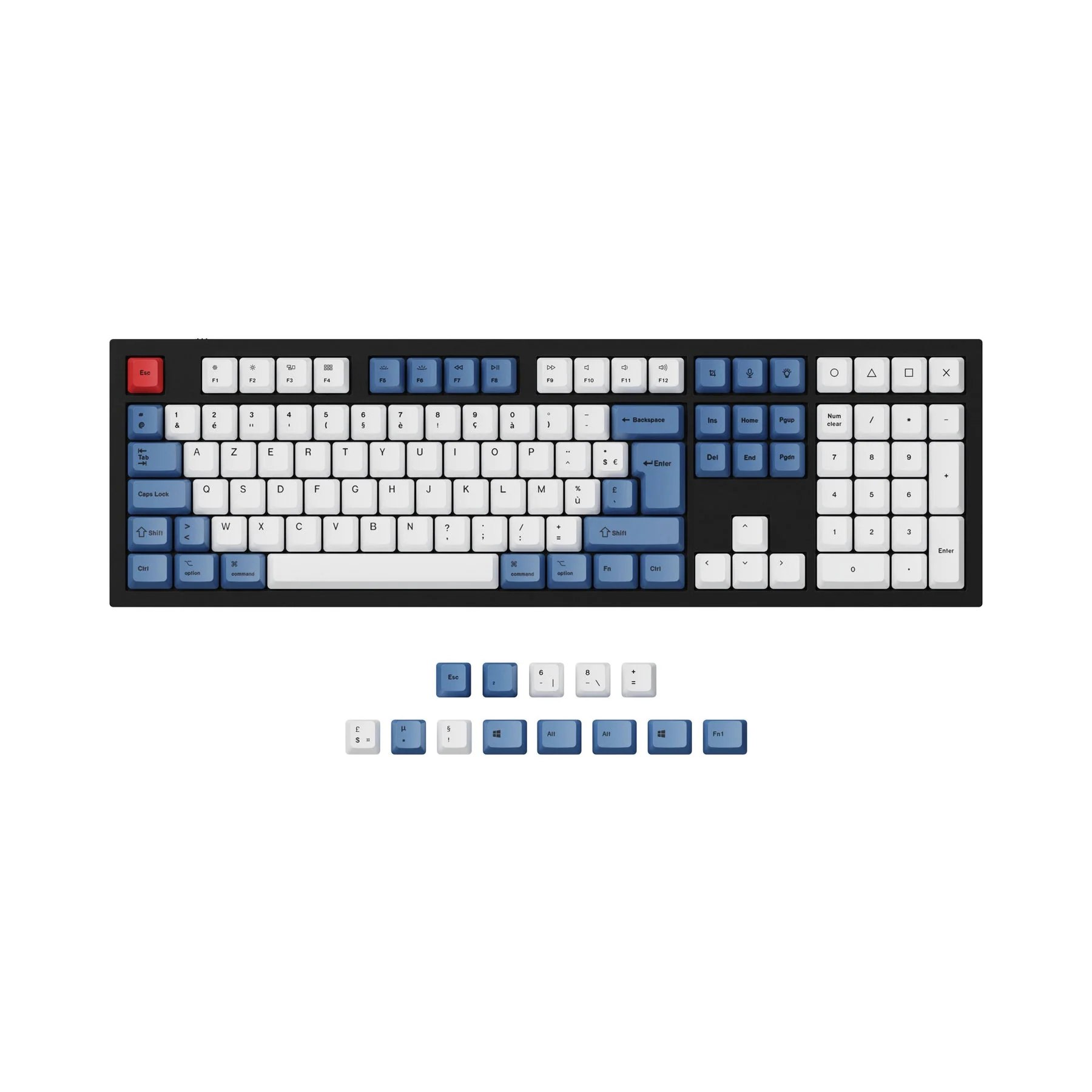 ISO & ANSI Q3 & Q4 & Q4 Pro & Q6 & Q6 Pro & V3 & V4 & V6 & K8 & K8 Pro OEM Dye-Sub PBT Keycap Set - Blue - Image 4