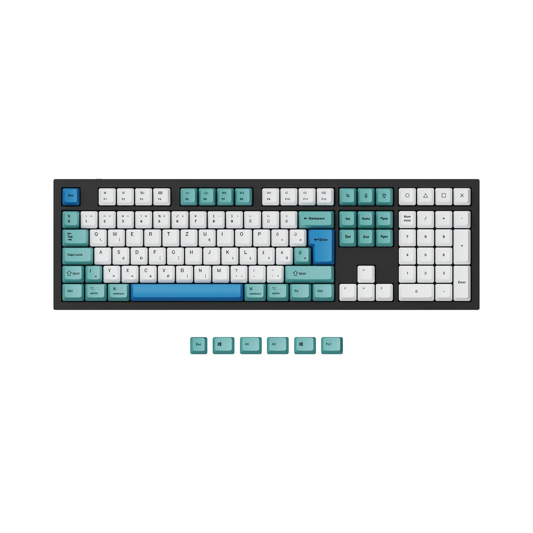 ISO & ANSI Q3 & Q4 & Q4 Pro & Q6 & Q6 Pro & V3 & V4 & V6 & K8 & K8 Pro OEM Dye-Sub PBT Keycap Set - Iceberg - Image 9