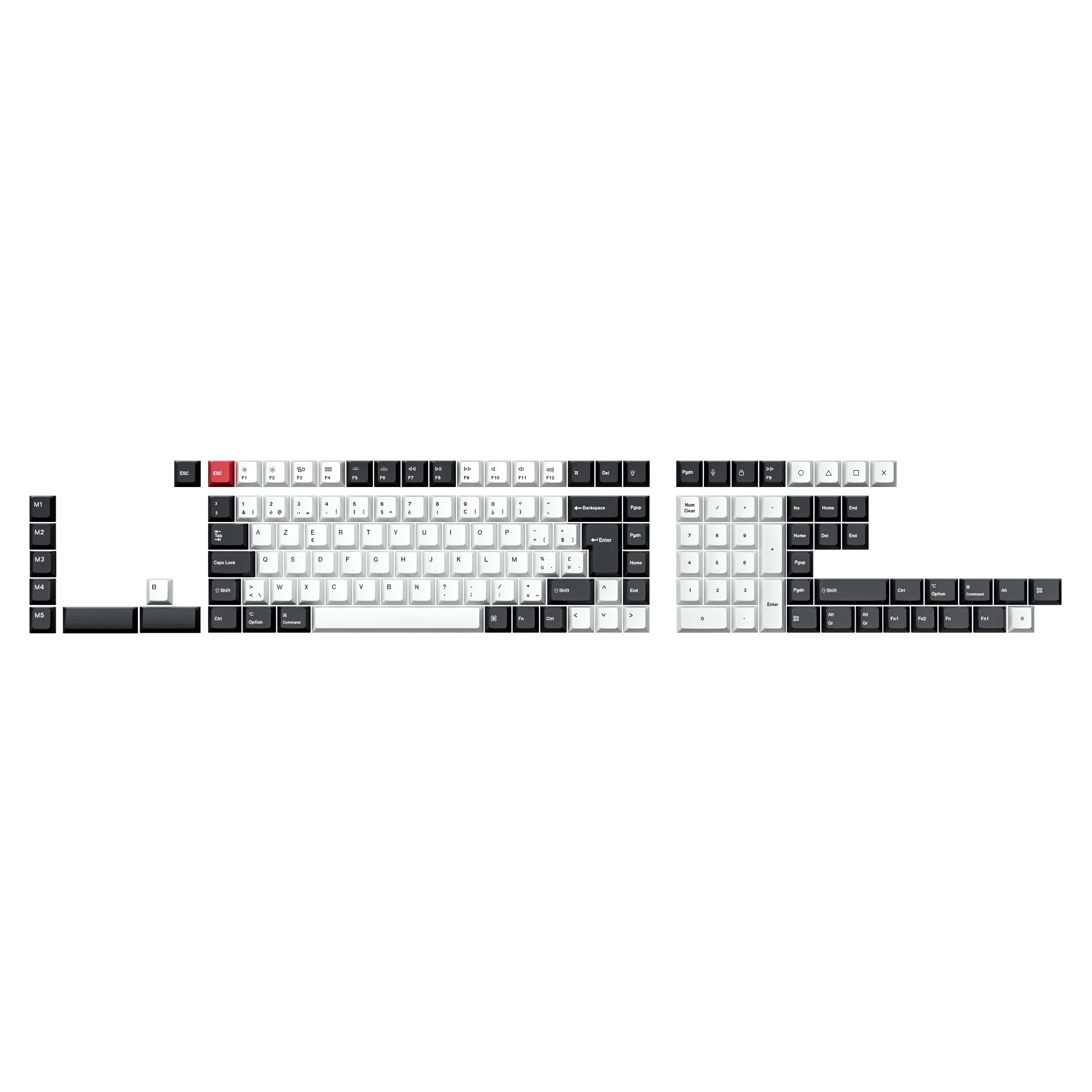 ISO Cherry Profile Dye-Sub PBT Full Keycap Set - Black and White