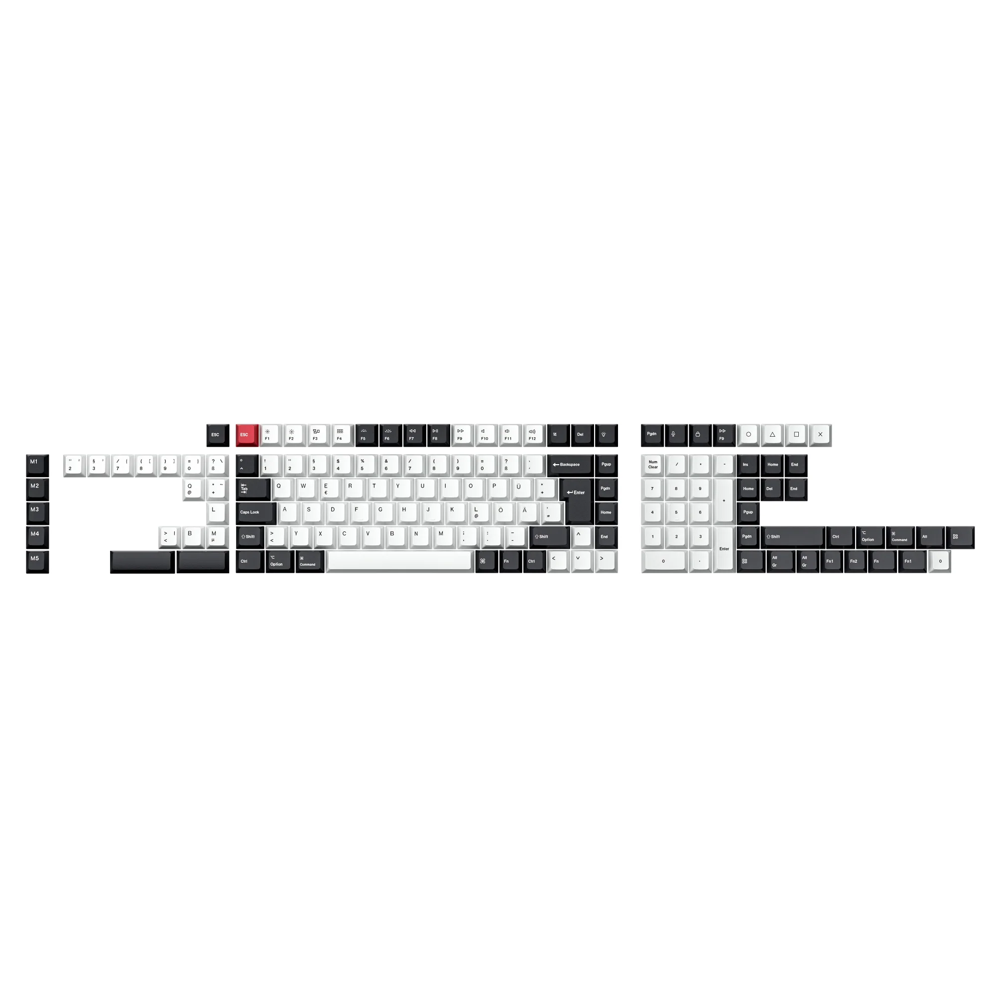 ISO Cherry Profile Dye-Sub PBT Full Keycap Set - Black and White - Image 3