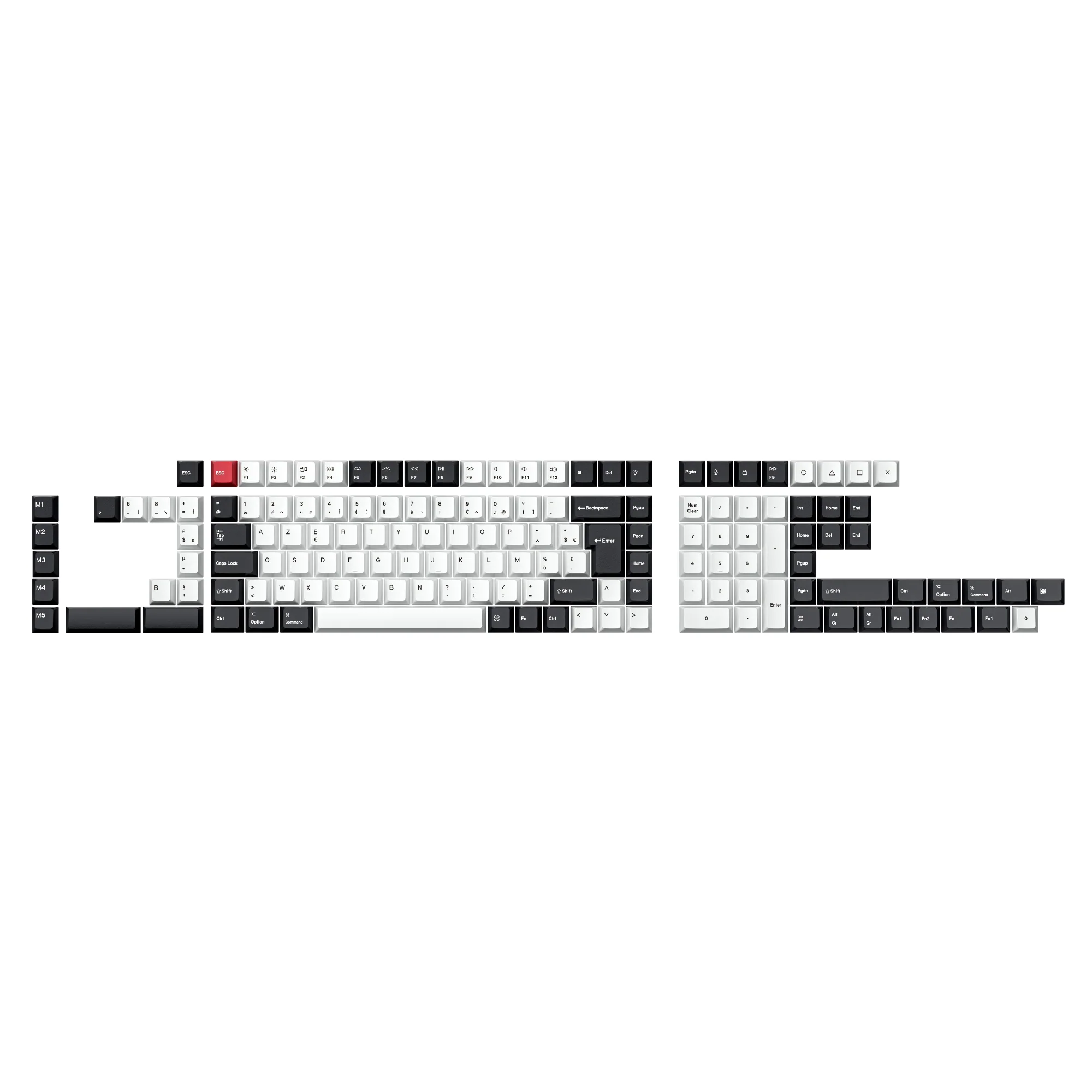 ISO Cherry Profile Dye-Sub PBT Full Keycap Set - Black and White - Image 5