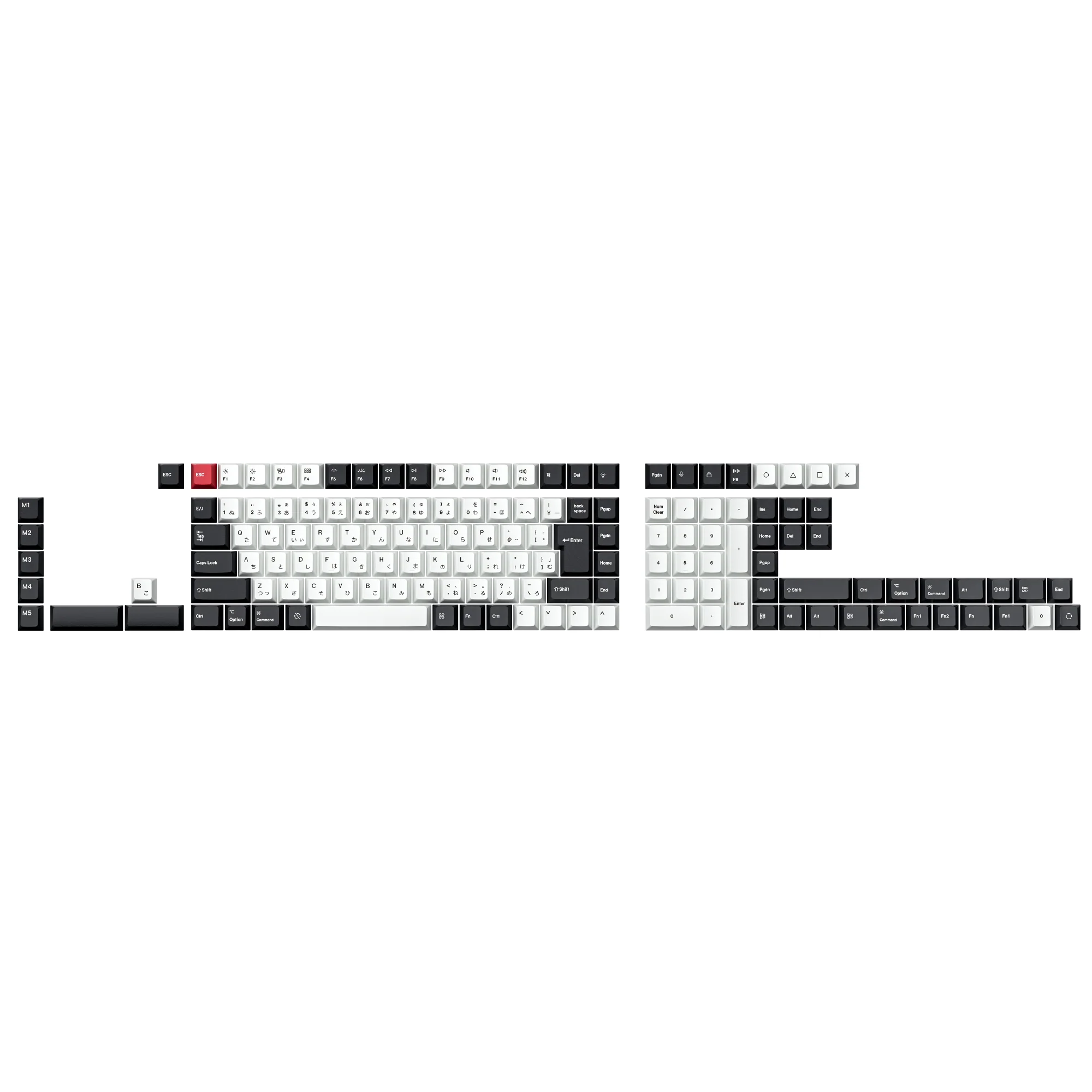ISO Cherry Profile Dye-Sub PBT Full Keycap Set - Black and White - Image 6