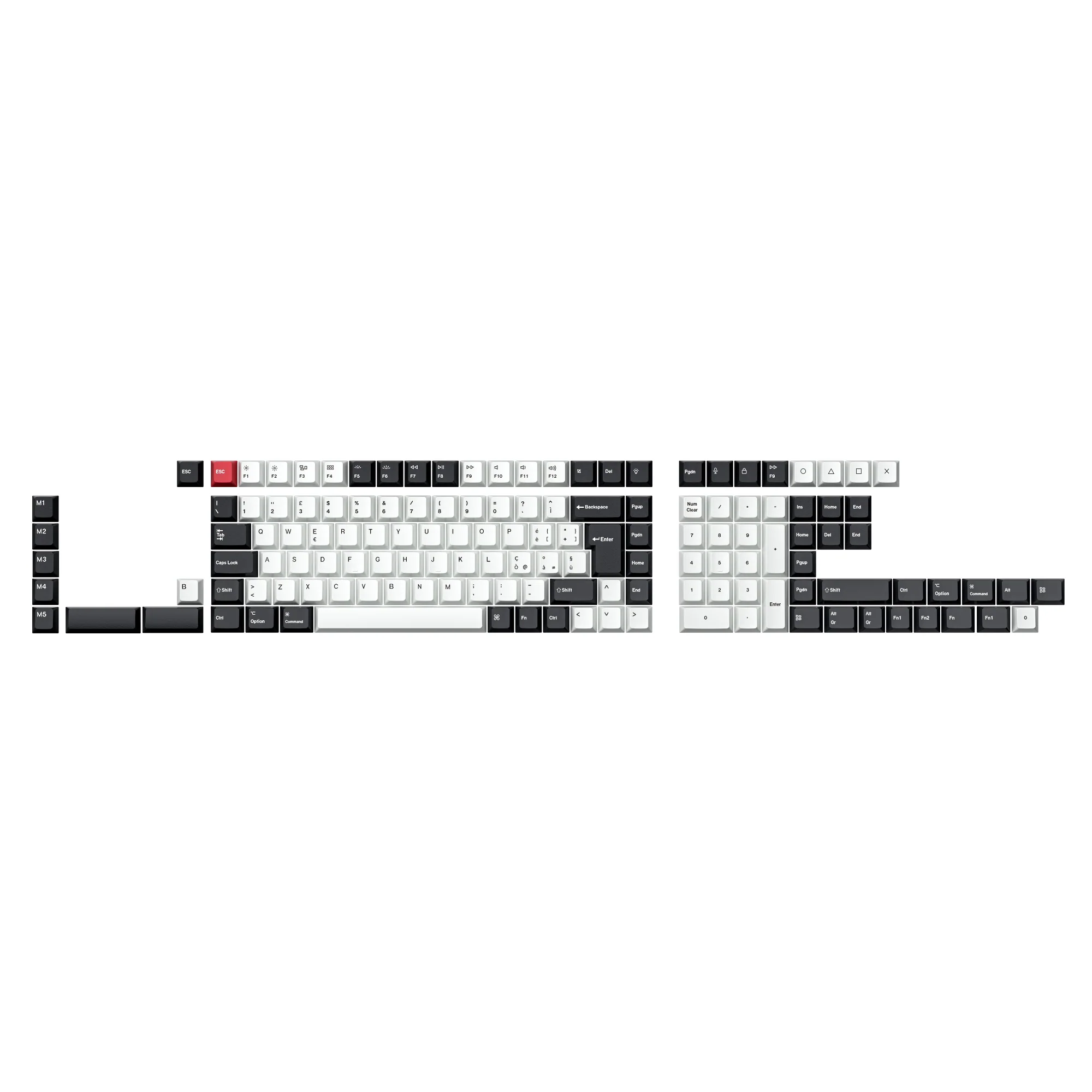 ISO Cherry Profile Dye-Sub PBT Full Keycap Set - Black and White - Image 7