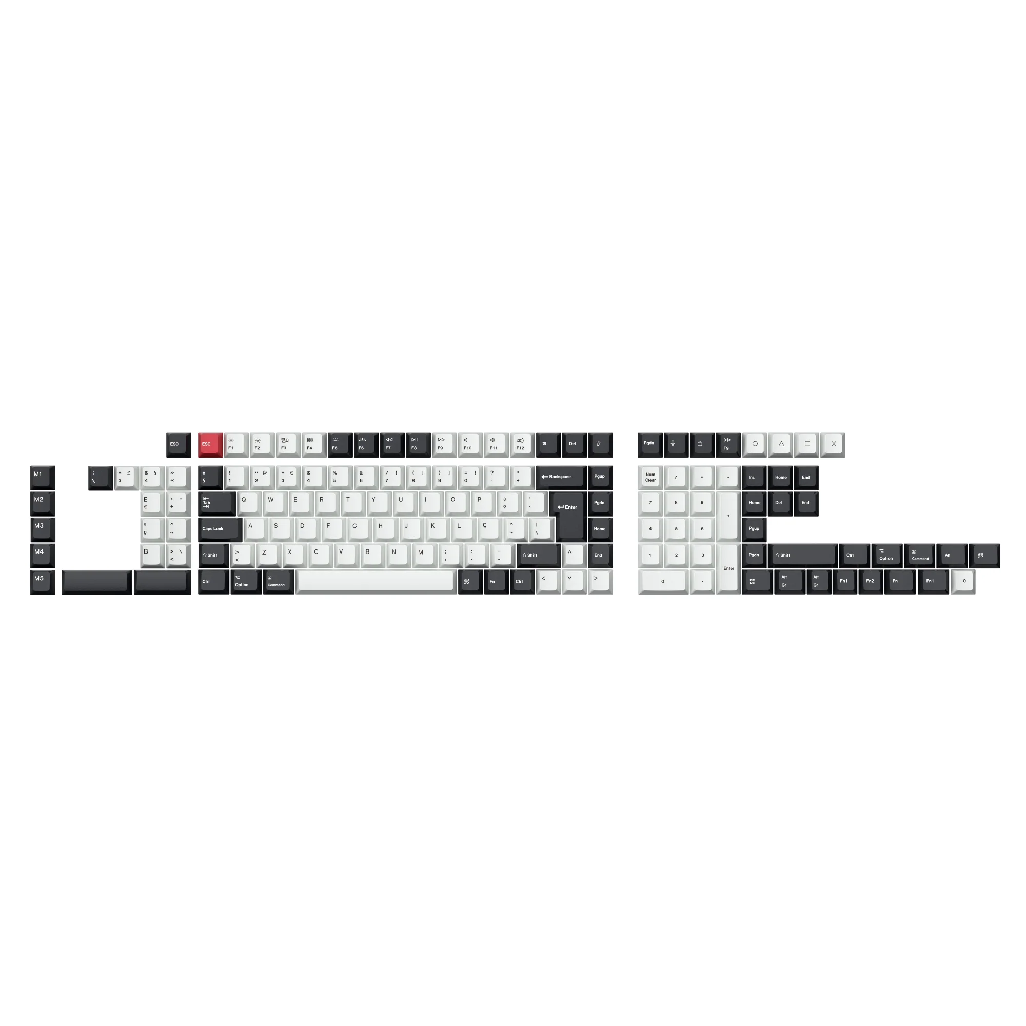 ISO Cherry Profile Dye-Sub PBT Full Keycap Set - Black and White - Image 8