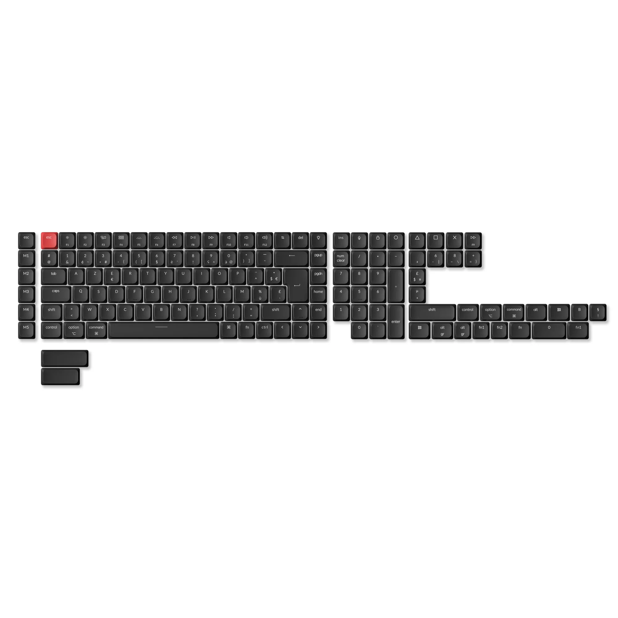 ISO Low Profile Shine-Through ABS LSA Full Set Keycap Set - Black - Image 5