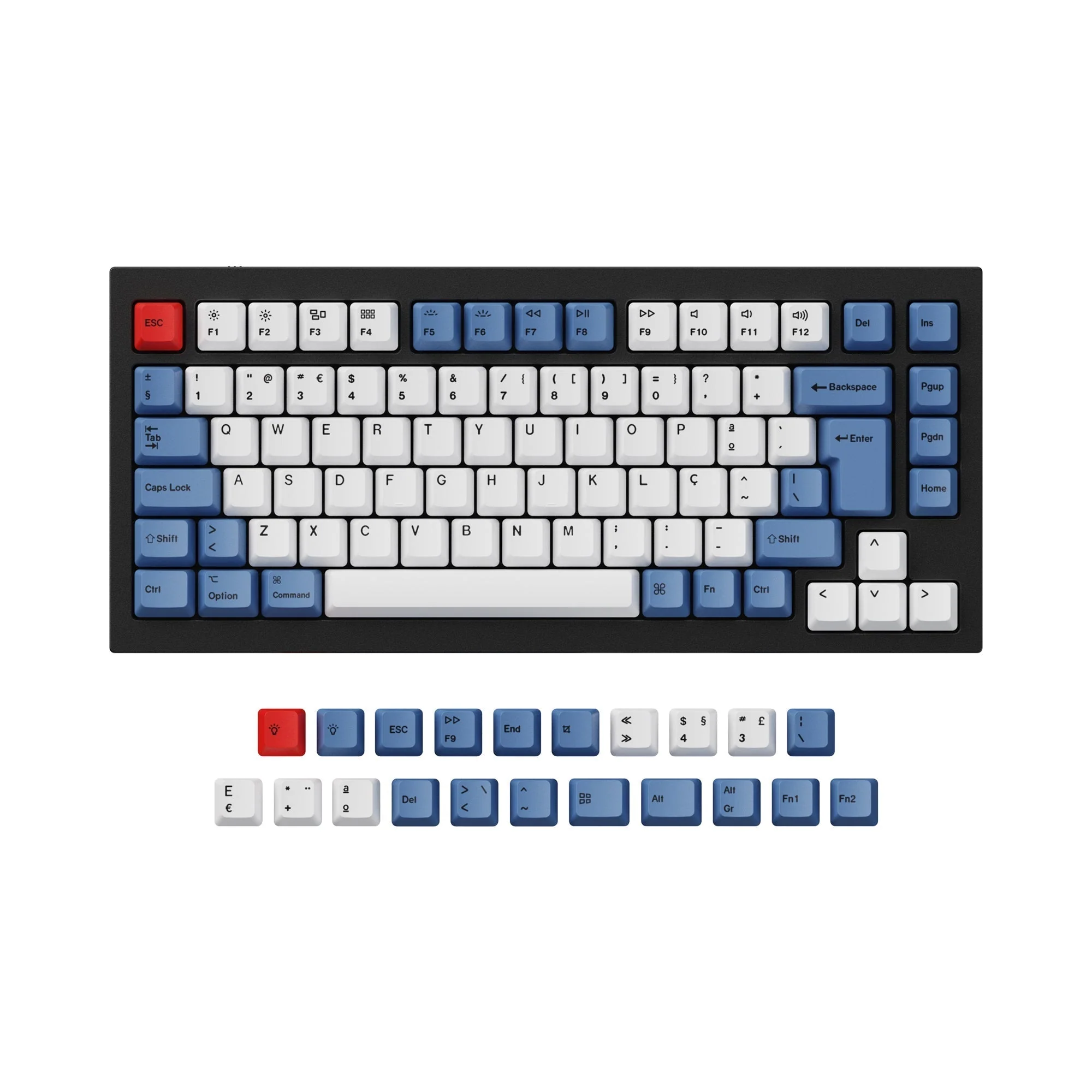 ISO & ANSI Q1 & Q1 Pro & Q2 & Q2 Pro & V1 & V2 & K2 & K2 Pro OEM Dye-Sub PBT Keycap Set - Blue - Image 5