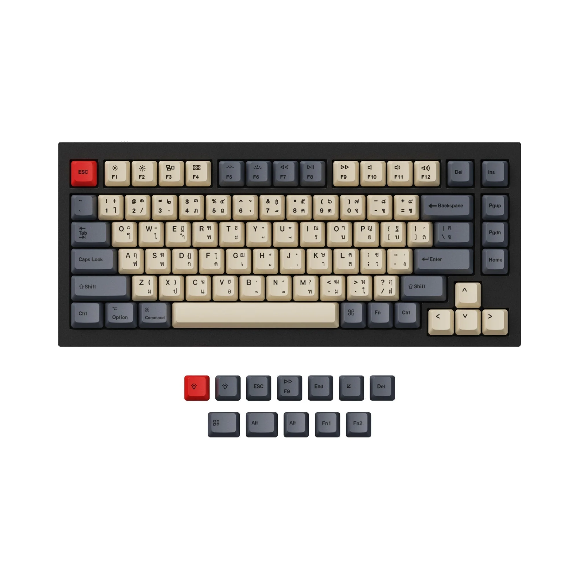 ISO & ANSI Q1 & Q1 Pro & Q2 & Q2 Pro & V1 & V2 & K2 & K2 Pro OEM Dye-Sub PBT Keycap Set - Carbon - Image 8