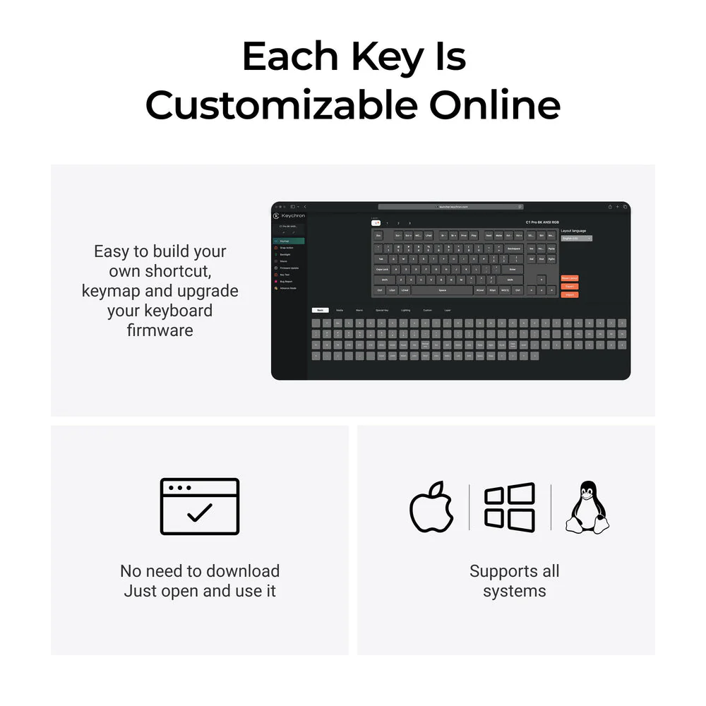 Keychron C1 Pro 8K QMK Wired Custom Mechanical Keyboard (US ANSI Layout) - Image 5