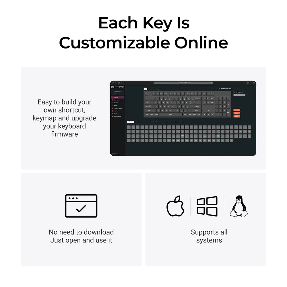 Keychron C2 Pro 8K QMK Wired Custom Mechanical Keyboard (US ANSI Layout) - Image 6