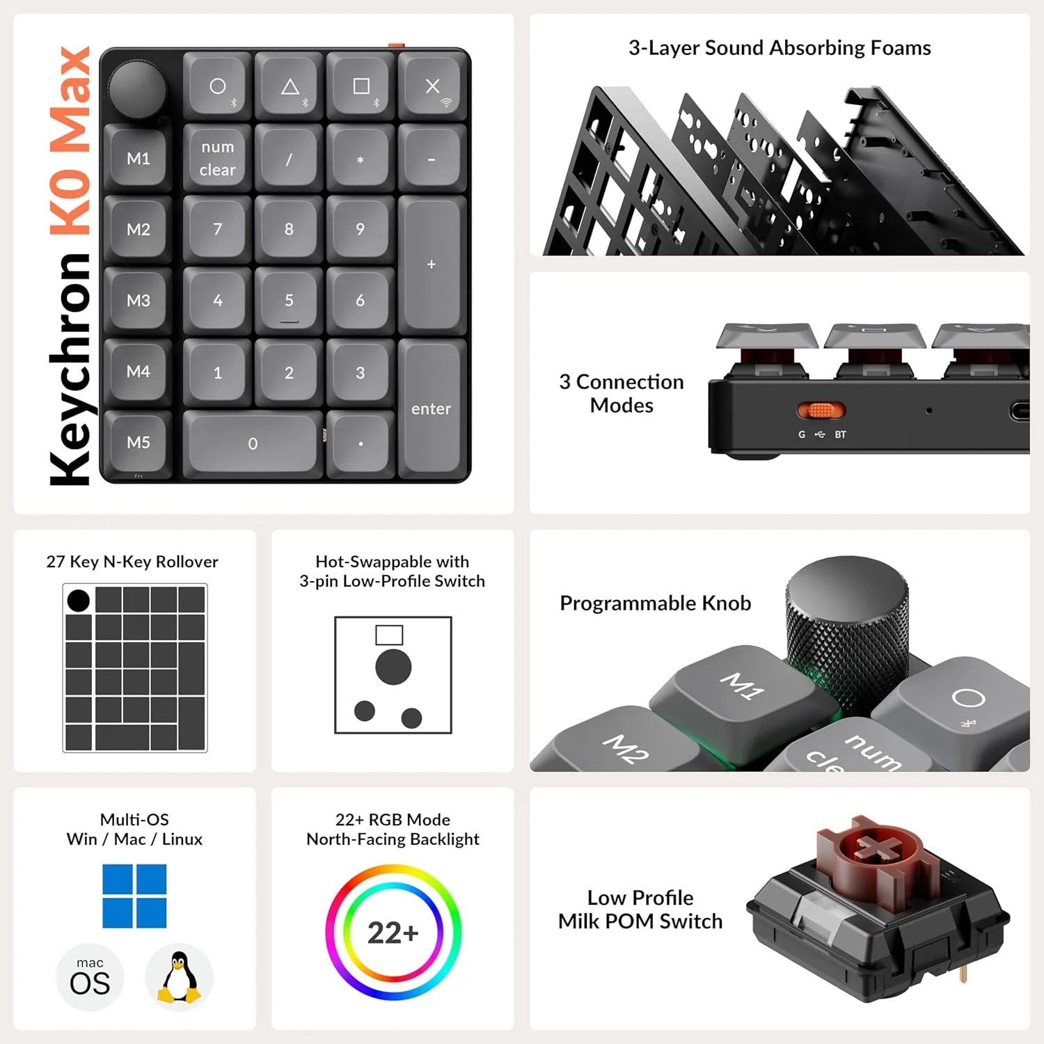 Keychron K0 Max QMK Wireless Custom Number Pad - Image 4