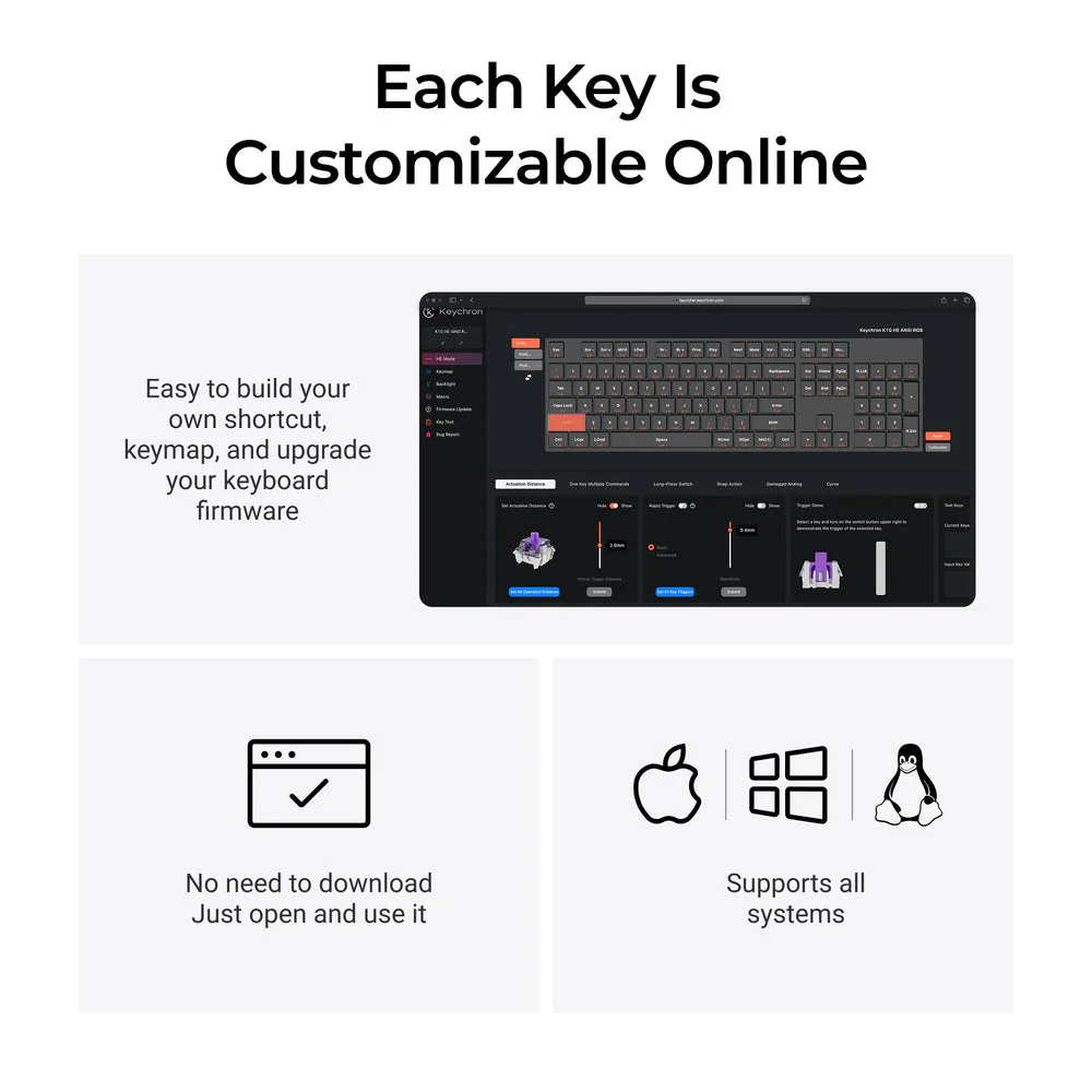 Keychron K10 HE Wireless Magnetic Switch Custom Keyboard (US ANSI Layout) - Image 10