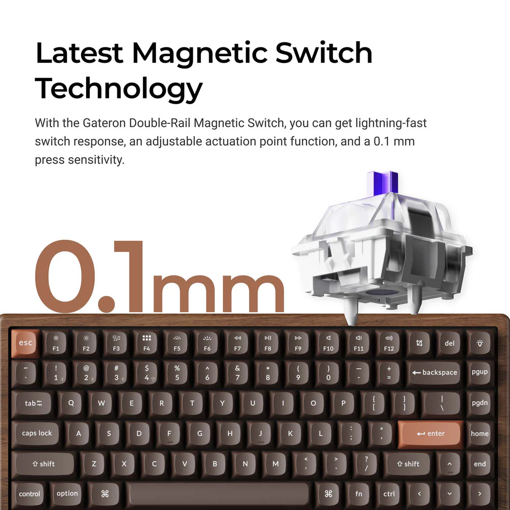 Keychron K2 HE Wireless Magnetic Switch Custom Keyboard - All Wood Special Edition (US ANSI Layout) - Image 2