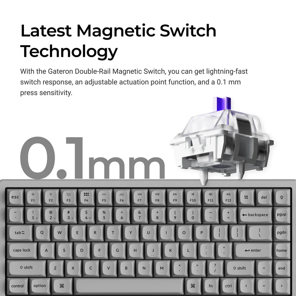 Keychron K2 HE Wireless Magnetic Switch Custom Keyboard - Concrete Edition (US ANSI Layout) - Image 2