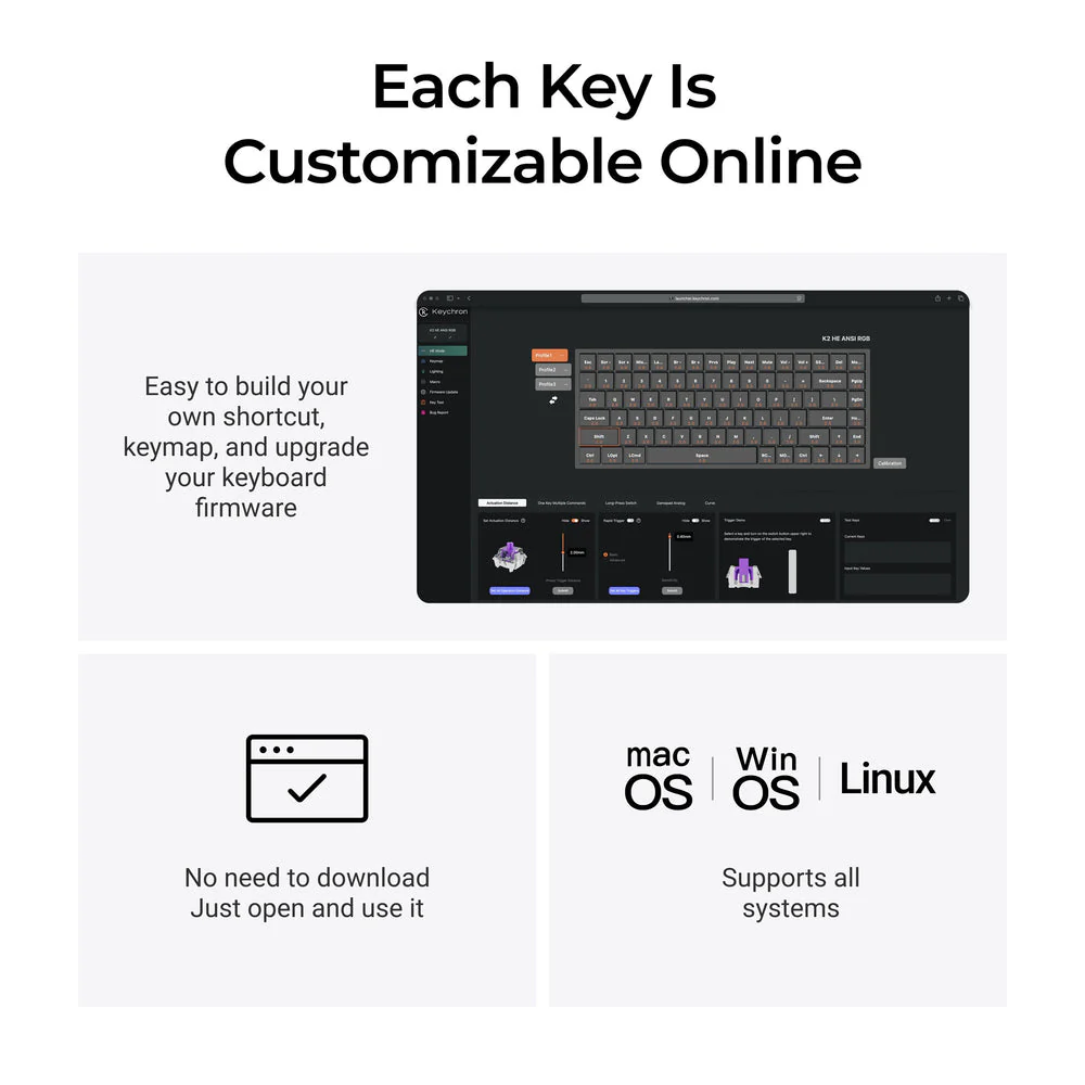 Keychron K2 HE Wireless Magnetic Switch Custom Keyboard - Concrete Edition (US ANSI Layout) - Image 6