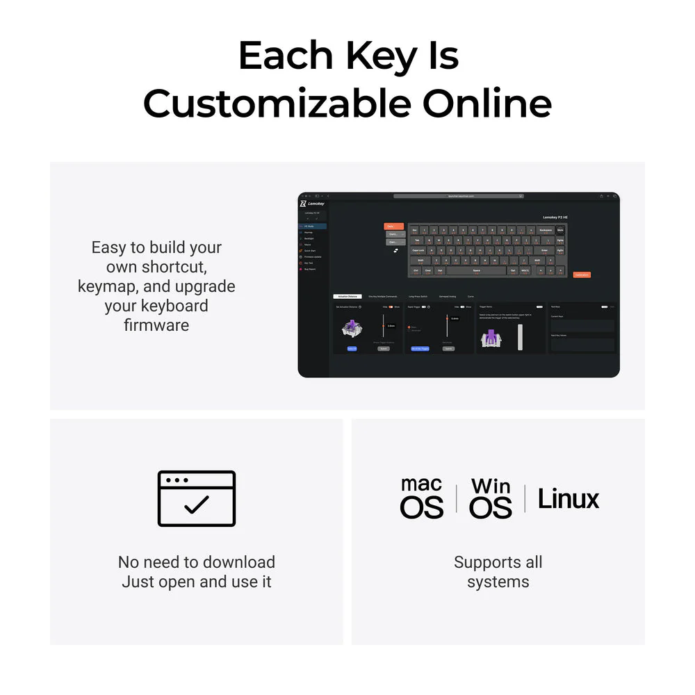 Lemokey P2 HE Wireless Magnetic Switch Custom Gaming Keyboard (US ANSI Layout) - Image 6