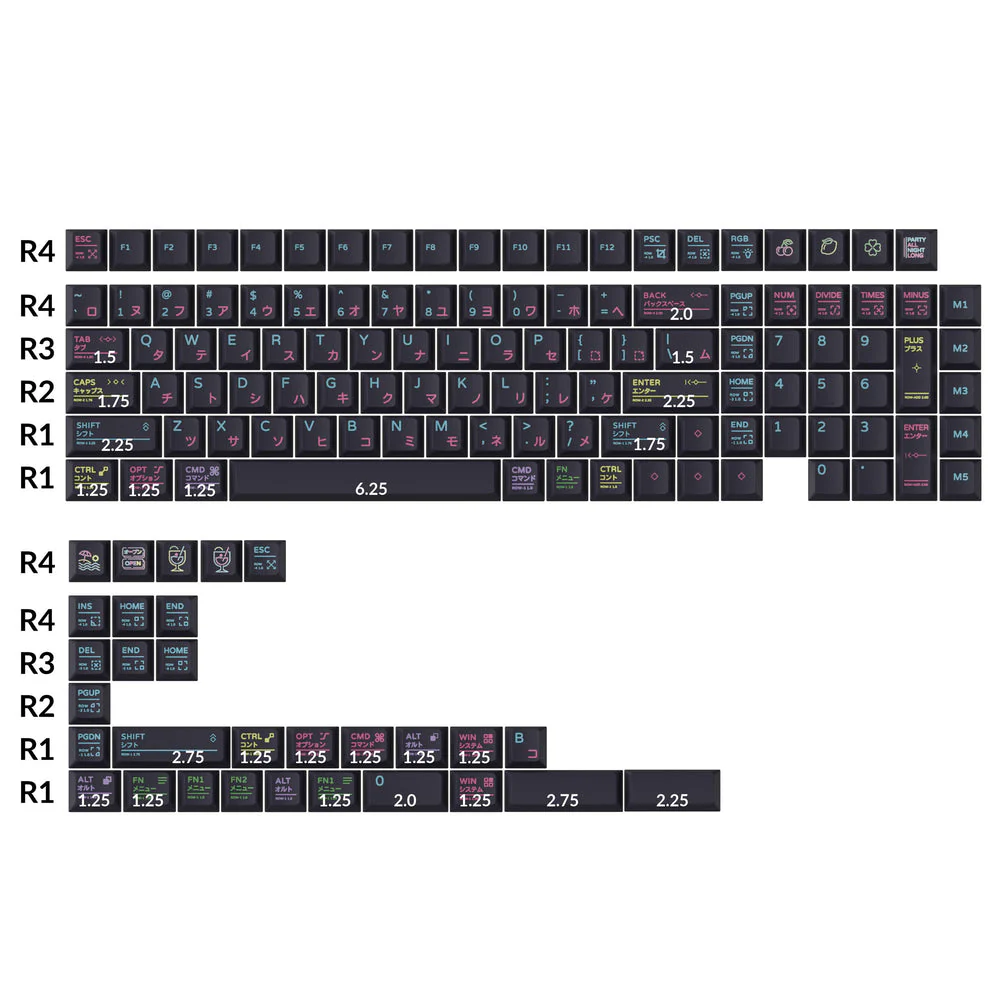 Neon Night - Cherry Profile Dye-Sub PBT Full Keycap Set - Image 2